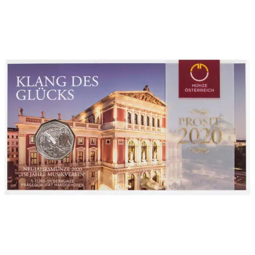 Австрия 5 евро 2020 года - 150 лет Венской филармонии - в буклете (Серебро 0.925)